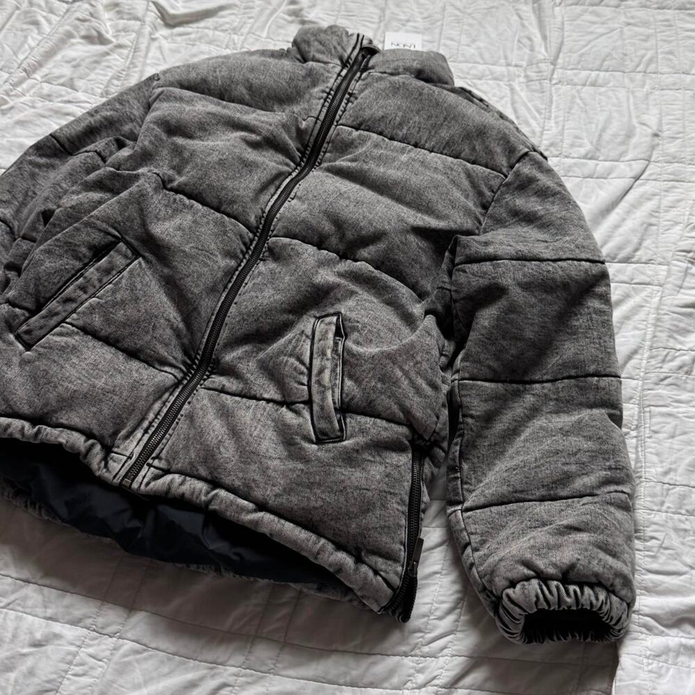NEW LNDN London‎ Denim acid wash puffer jacket oversized organic cotton classic